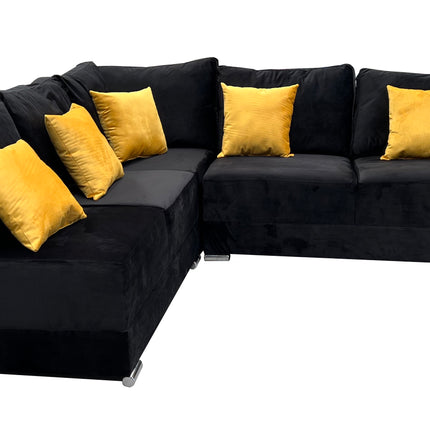 Sala esquinera Bazar Store Tempo Negro 215 x 255 cm Terciopelo