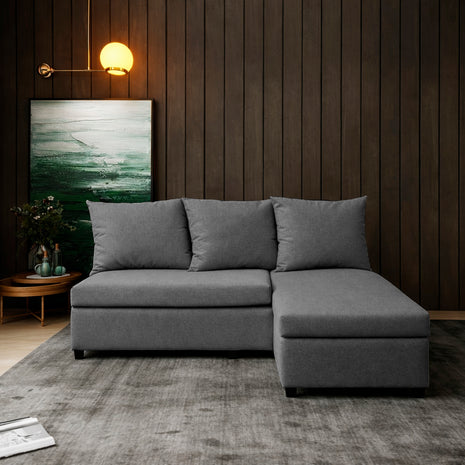 Sala Esquinera Modular El Bazar Store Tromso Gris Oxford 160x130 cm Lado Izquierdo ó Drecho Tela Lino nacional