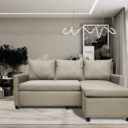 Sala Esquinera Modular El Bazar Store Vancouver Beige 175x130 cm Sofa Lado derecho ó izquierdo Económica, Tela Lino