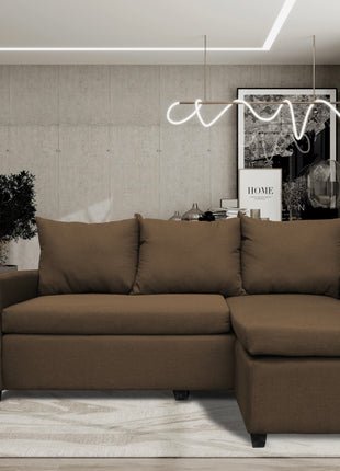 Sala Esquinera Modular El Bazar Store Vancouver Chocolate 175x130 cm Sofa Lado derecho ó izquierdo Económica, Tela Lino
