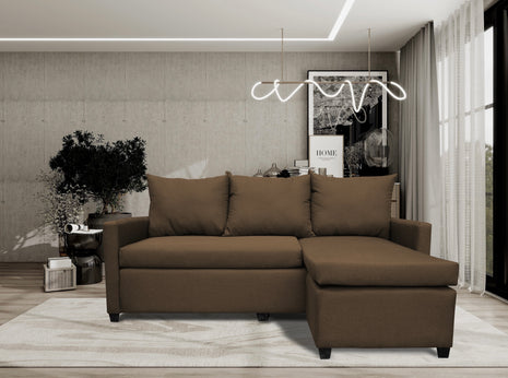 Sala Esquinera Modular El Bazar Store Vancouver Chocolate 175x130 cm Sofa Lado derecho ó izquierdo Económica, Tela Lino