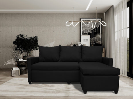 Sala Esquinera Modular El Bazar Store Vancouver Negro 175x130 cm Sofa Lado derecho ó izquierdo Económica, Tela Lino