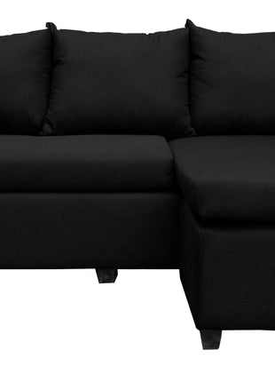 Sala Esquinera Modular El Bazar Store Vancouver Negro 175x130 cm Sofa Lado derecho ó izquierdo Económica, Tela Lino