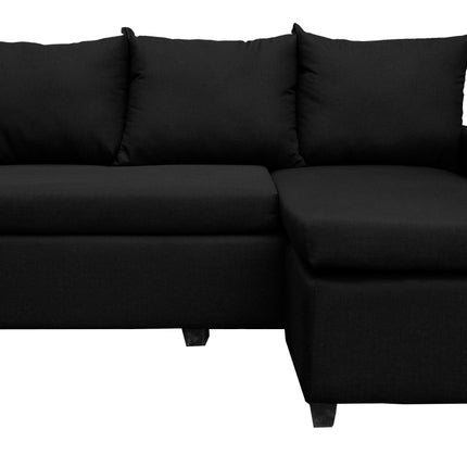 Sala Esquinera Modular El Bazar Store Vancouver Negro 175x130 cm Sofa Lado derecho ó izquierdo Económica, Tela Lino