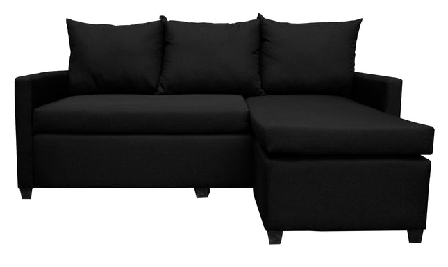 Sala Esquinera Modular El Bazar Store Vancouver Negro 175x130 cm Sofa Lado derecho ó izquierdo Económica, Tela Lino