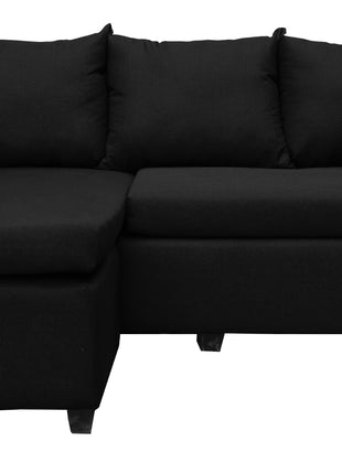 Sala Esquinera Modular El Bazar Store Vancouver Negro 175x130 cm Sofa Lado derecho ó izquierdo Económica, Tela Lino