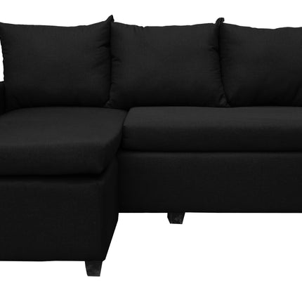 Sala Esquinera Modular El Bazar Store Vancouver Negro 175x130 cm Sofa Lado derecho ó izquierdo Económica, Tela Lino