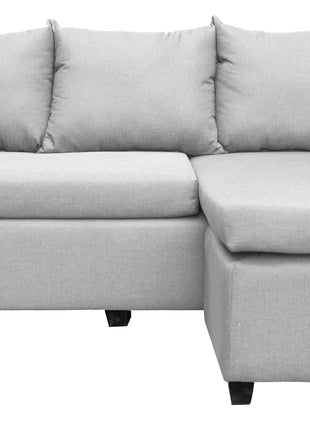 Sala Esquinera Modular El Bazar Store Vancouver Gris plata 175x130 cm Sofa Lado derecho ó izquierdo Económica, Tela Lino