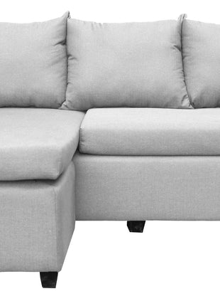 Sala Esquinera Modular El Bazar Store Vancouver Gris plata 175x130 cm Sofa Lado derecho ó izquierdo Económica, Tela Lino