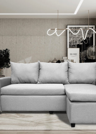 Sala Esquinera Modular El Bazar Store Vancouver Gris plata 175x130 cm Sofa Lado derecho ó izquierdo Económica, Tela Lino