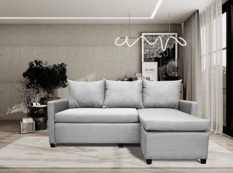 Sala Esquinera Modular El Bazar Store Vancouver Gris plata 175x130 cm Sofa Lado derecho ó izquierdo Económica, Tela Lino
