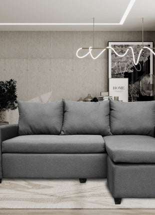Sala Esquinera Modular El Bazar Store Vancouver Gris oxford 175x130 cm Sofa Lado derecho ó izquierdo Económica, Tela Lino