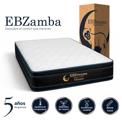 Colchón King Size EBDreams Zamba Medio Firme Blanco 4 tecnologías AirFoam Hecho en México El Bazar Store