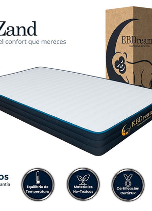 Colchón Individual EBDreams Zand Firme Blanco 4 tecnologías Memory Foam Hecho en México