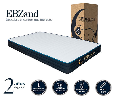 Colchón Queen EBDreams Zand Firme Blanco 4 tecnologías Memory Foam Hecho en México
