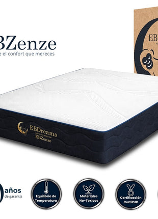 Colchón EBDreams Zenze Firme Blanco 5 tecnologías Memory Foam Fresh Gel Hecho en México