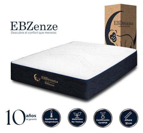 Colchón King size EBDreams Zenze Firme Blanco 5 tecnologías Memory Foam Fresh Gel Hecho en México