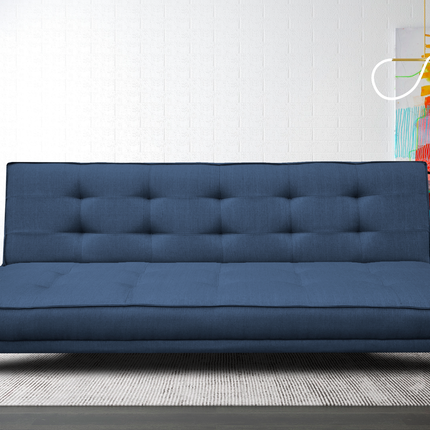 Sofa cama Zeus Lino Azul marino - Matrimonial Futon 3 posiciones, El Bazar Store