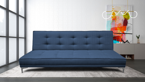 Sofa cama Zeus Lino Azul marino - Matrimonial Futon 3 posiciones, El Bazar Store
