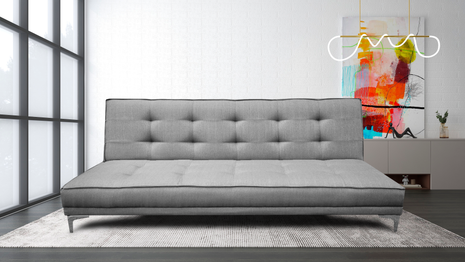Sofa cama Zeus Lino Plata- Matrimonial Futon 3 posiciones, El Bazar Store