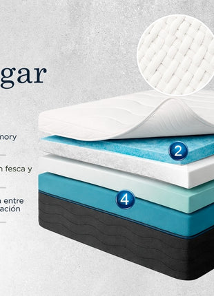 Colchón EBDreams Zugar Medio Firme Blanco 5 tecnologías Memory Foam Hecho en México