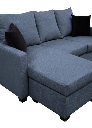 Sala Esquinera El Bazar Store Denver Azul marino, 200x140 cm, Lado derecho e Izquierdo, Lino nacional, Sofa