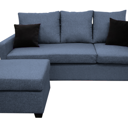 Sala Esquinera El Bazar Store Denver Azul marino, 200x140 cm, Lado derecho e Izquierdo, Lino nacional, Sofa
