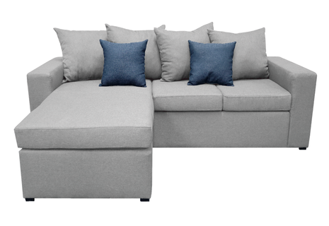 Sala Esquinera El Bazar Store Ares Gris Plata, 215x165 cm, Lado derecho e Izquierdo, Lino nacional, Modular