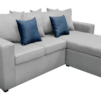 Sala Esquinera El Bazar Store Ares Gris Plata, 215x165 cm, Lado derecho e Izquierdo, Lino nacional, Modular