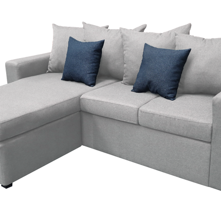 Sala Esquinera El Bazar Store Ares Gris Plata, 215x165 cm, Lado derecho e Izquierdo, Lino nacional, Modular