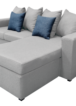 Sala Esquinera El Bazar Store Ares Gris Plata, 215x165 cm, Lado derecho e Izquierdo, Lino nacional, Modular