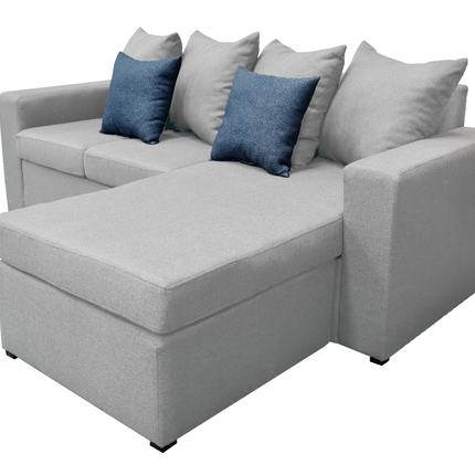 Sala Esquinera El Bazar Store Ares Gris Plata, 215x165 cm, Lado derecho e Izquierdo, Lino nacional, Modular