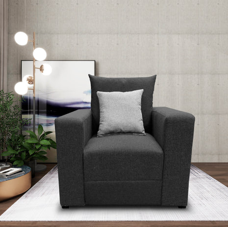 Sillon El Bazar Store Miami Lino Gris Oxford 1 plaza, Modular, Moderno, Sala