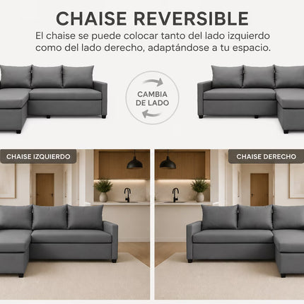Sala Esquinera Modular El Bazar Store Vancouver 175x130 cm Sofa Lado derecho ó izquierdo Económica, Tela Lino