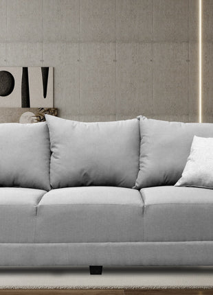Sala Modular 3-2-1 El Bazar Store Atlanta Lino Gris Plata Sofa Love seat sillon