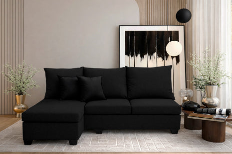 Sala Esquinera El Bazar Store Bergen Negro 180x140 cm Lado derecho e Izquierdo Lino nacional