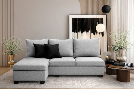 Sala Esquinera El Bazar Store Bergen Gris Plata 180x140 cm Lado derecho e Izquierdo Lino nacional