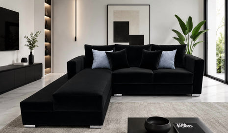 Sala Esquinera El Bazar Store Aston 260x200 cm Negro Terciopelo