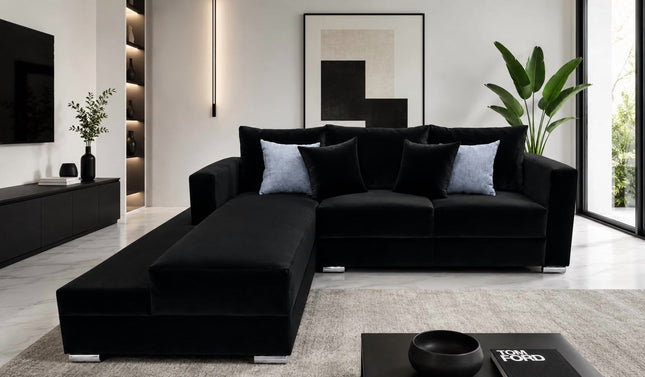 Sala Esquinera El Bazar Store Aston 260x200 cm Negro Terciopelo