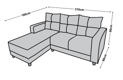 Sala Esquinera El Bazar Store Demeter Gris Oxford 210x160 cm, Tela Lino nacional, Modular