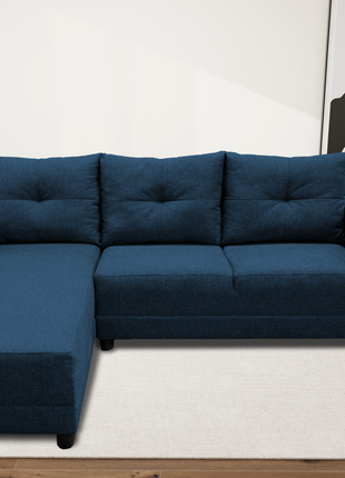 Sala Esquinera El Bazar Store Demeter Azul marino 210x160 cm, Tela Lino nacional, Modular, Chaise, love seat
