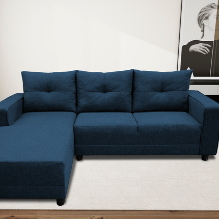 Sala Esquinera El Bazar Store Demeter Azul marino 210x160 cm, Tela Lino nacional, Modular, Chaise, love seat