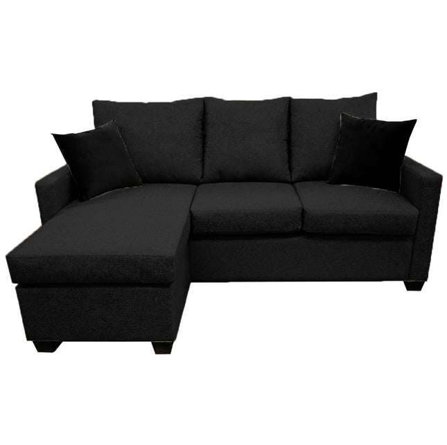 Sala Esquinera El Bazar Store Denver Negro, 200x140 cm, Lado derecho e Izquierdo, Lino nacional, Sofa