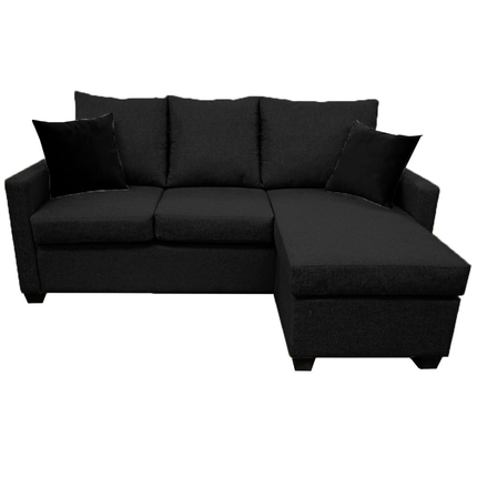 Sala Esquinera El Bazar Store Denver Negro, 200x140 cm, Lado derecho e Izquierdo, Lino nacional, Sofa