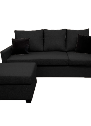 Sala Esquinera El Bazar Store Denver Negro, 200x140 cm, Lado derecho e Izquierdo, Lino nacional, Sofa