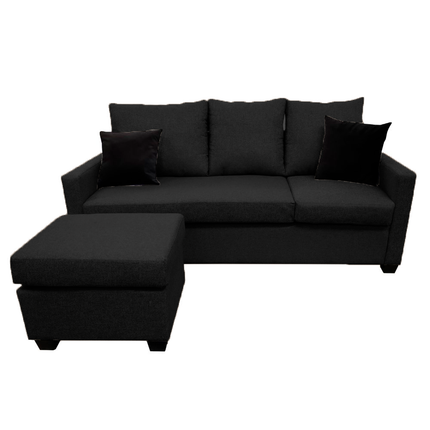 Sala Esquinera El Bazar Store Denver Negro, 200x140 cm, Lado derecho e Izquierdo, Lino nacional, Sofa