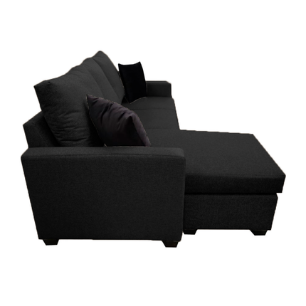 Sala Esquinera El Bazar Store Denver Negro, 200x140 cm, Lado derecho e Izquierdo, Lino nacional, Sofa