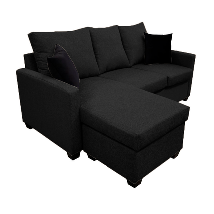 Sala Esquinera El Bazar Store Denver Negro, 200x140 cm, Lado derecho e Izquierdo, Lino nacional, Sofa