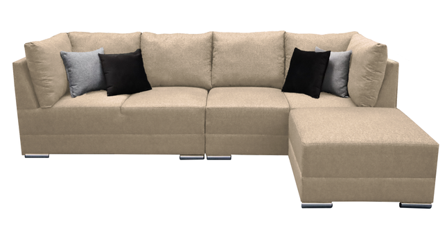 Sala Esquinera El Bazar Store Hades Beige 300x85 cm, Tela Lino nacional, Modular