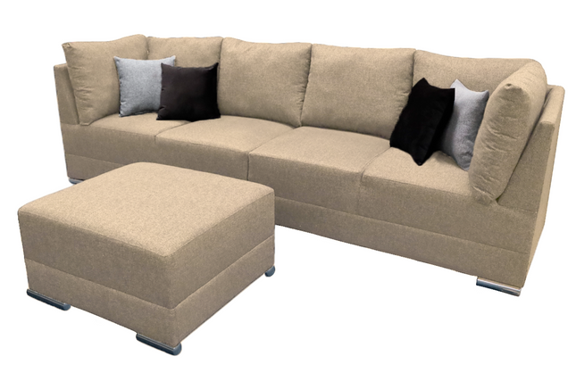Sala Esquinera El Bazar Store Hades Beige 300x85 cm, Tela Lino nacional, Modular